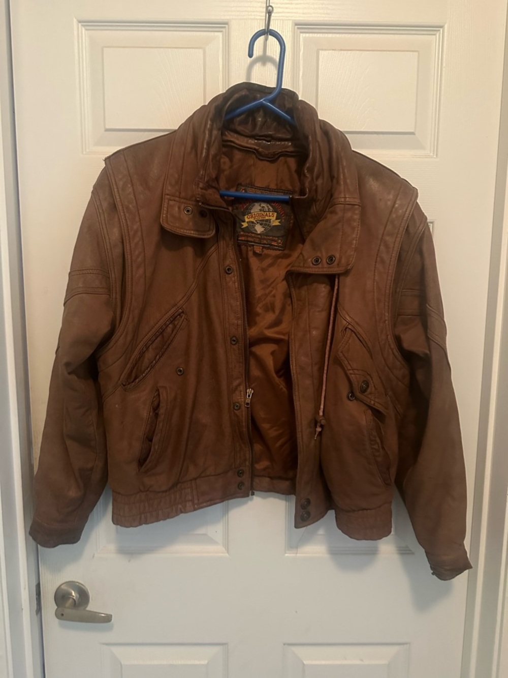 Adventurebound Vintage Men's Brown Leather Bomber Jacket